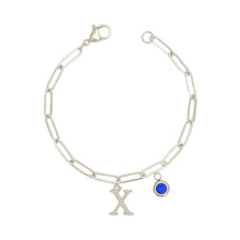 Alphabet Birthstone Paperclip Bracelet Silver (V-Z) Bracelets