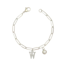 Alphabet Birthstone Paperclip Bracelet Silver (V-Z) Bracelets