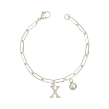 Alphabet Birthstone Paperclip Bracelet Silver (V-Z) Bracelets