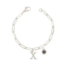 Alphabet Birthstone Paperclip Bracelet Silver (V-Z) Bracelets