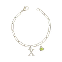 Alphabet Birthstone Paperclip Bracelet Silver (V-Z) Bracelets