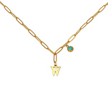 Alphabet Birthstone Paperclip Necklace Gold (V-Z) Necklaces