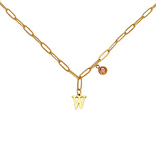 Alphabet Birthstone Paperclip Necklace Gold (V-Z) Necklaces