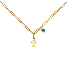 Alphabet Birthstone Paperclip Necklace Gold (V-Z) Necklaces