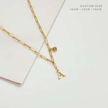Alphabet Birthstone Paperclip Necklace Gold (V-Z) Necklaces