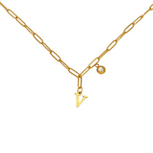 Alphabet Birthstone Paperclip Necklace Gold (V-Z) Necklaces