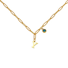 Alphabet Birthstone Paperclip Necklace Gold (V-Z) Necklaces