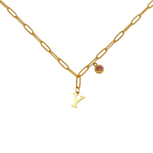 Alphabet Birthstone Paperclip Necklace Gold (V-Z) Necklaces