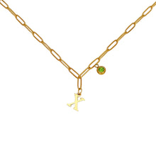 Alphabet Birthstone Paperclip Necklace Gold (V-Z) Necklaces