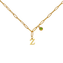 Alphabet Birthstone Paperclip Necklace Gold (V-Z) Necklaces