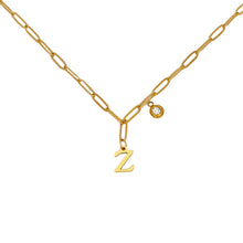 Alphabet Birthstone Paperclip Necklace Gold (V-Z) Necklaces