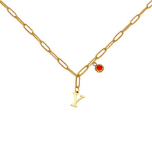 Alphabet Birthstone Paperclip Necklace Gold (V-Z) Necklaces