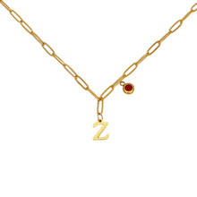 Alphabet Birthstone Paperclip Necklace Gold (V-Z) Necklaces