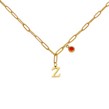 Alphabet Birthstone Paperclip Necklace Gold (V-Z) Necklaces