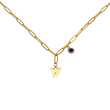 Alphabet Birthstone Paperclip Necklace Gold (V-Z) Necklaces