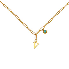 Alphabet Birthstone Paperclip Necklace Gold (V-Z) Necklaces