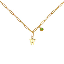 Alphabet Birthstone Paperclip Necklace Gold (V-Z) Necklaces