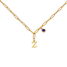 Alphabet Birthstone Paperclip Necklace Gold (V-Z) Necklaces