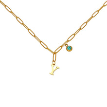 Alphabet Birthstone Paperclip Necklace Gold (V-Z) Necklaces