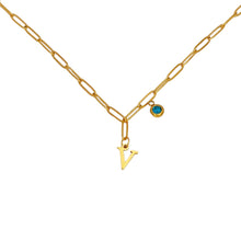 Alphabet Birthstone Paperclip Necklace Gold (V-Z) Necklaces