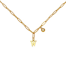 Alphabet Birthstone Paperclip Necklace Gold (V-Z) Necklaces