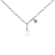 Alphabet Birthstone Paperclip Necklace Silver (V-Z) Necklace