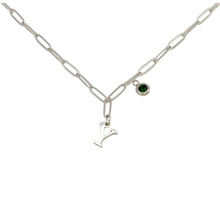 Alphabet Birthstone Paperclip Necklace Silver (V-Z) Necklace
