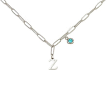 Alphabet Birthstone Paperclip Necklace Silver (V-Z) Necklace