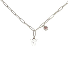 Alphabet Birthstone Paperclip Necklace Silver (V-Z) Necklace