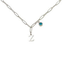 Alphabet Birthstone Paperclip Necklace Silver (V-Z) Necklace