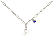 Alphabet Birthstone Paperclip Necklace Silver (V-Z) Necklace