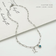 Alphabet Birthstone Paperclip Necklace Silver (V-Z) Necklace