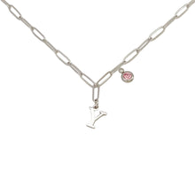Alphabet Birthstone Paperclip Necklace Silver (V-Z) Necklace