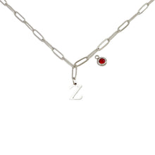Alphabet Birthstone Paperclip Necklace Silver (V-Z) Necklace