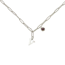 Alphabet Birthstone Paperclip Necklace Silver (V-Z) Necklace