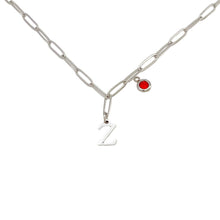 Alphabet Birthstone Paperclip Necklace Silver (V-Z) Necklace