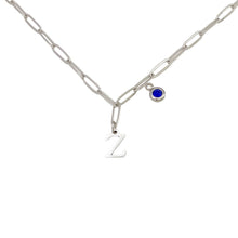 Alphabet Birthstone Paperclip Necklace Silver (V-Z) Necklace