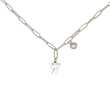 Alphabet Birthstone Paperclip Necklace Silver (V-Z) Necklace