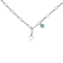 Alphabet Birthstone Paperclip Necklace Silver (V-Z) Necklace