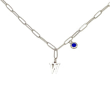 Alphabet Birthstone Paperclip Necklace Silver (V-Z) Necklace