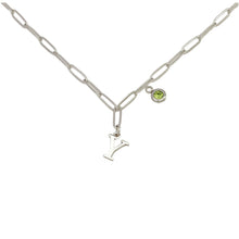 Alphabet Birthstone Paperclip Necklace Silver (V-Z) Necklace