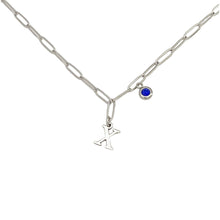 Alphabet Birthstone Paperclip Necklace Silver (V-Z) Necklace