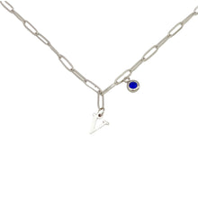Alphabet Birthstone Paperclip Necklace Silver (V-Z) Necklace