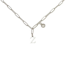 Alphabet Birthstone Paperclip Necklace Silver (V-Z) Necklace