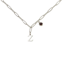 Alphabet Birthstone Paperclip Necklace Silver (V-Z) Necklace