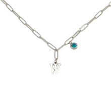 Alphabet Birthstone Paperclip Necklace Silver (V-Z) Necklace