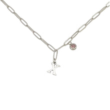 Alphabet Birthstone Paperclip Necklace Silver (V-Z) Necklace