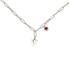 Alphabet Birthstone Paperclip Necklace Silver (V-Z) Necklace