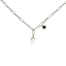 Alphabet Birthstone Paperclip Necklace Silver (V-Z) Necklace