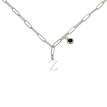 Alphabet Birthstone Paperclip Necklace Silver (V-Z) Necklace